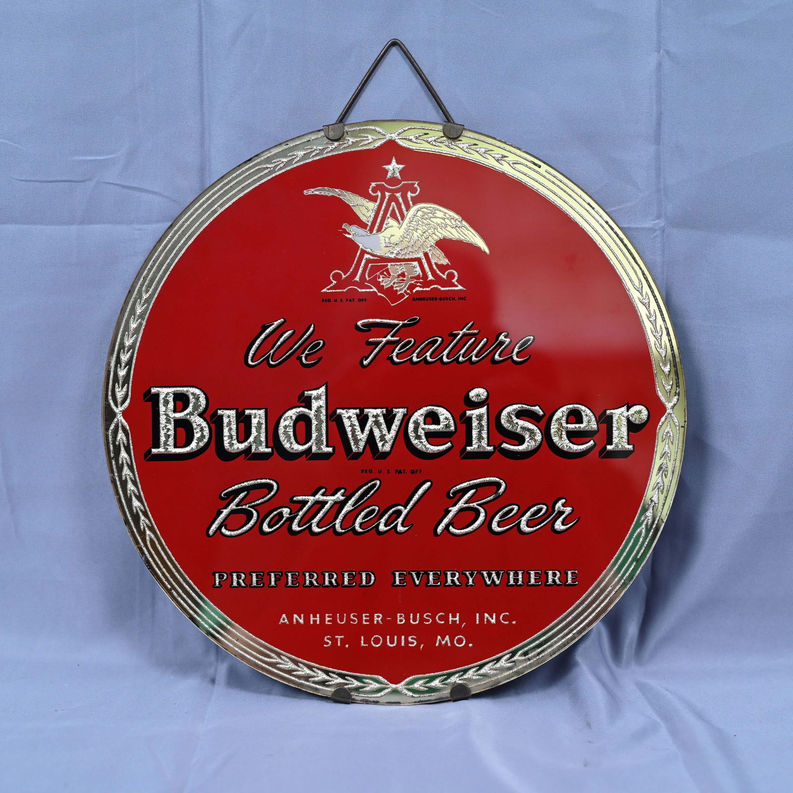 Budweiser Bottled Beer Reverse Glass ROG Hanging Sign (1 of 10)