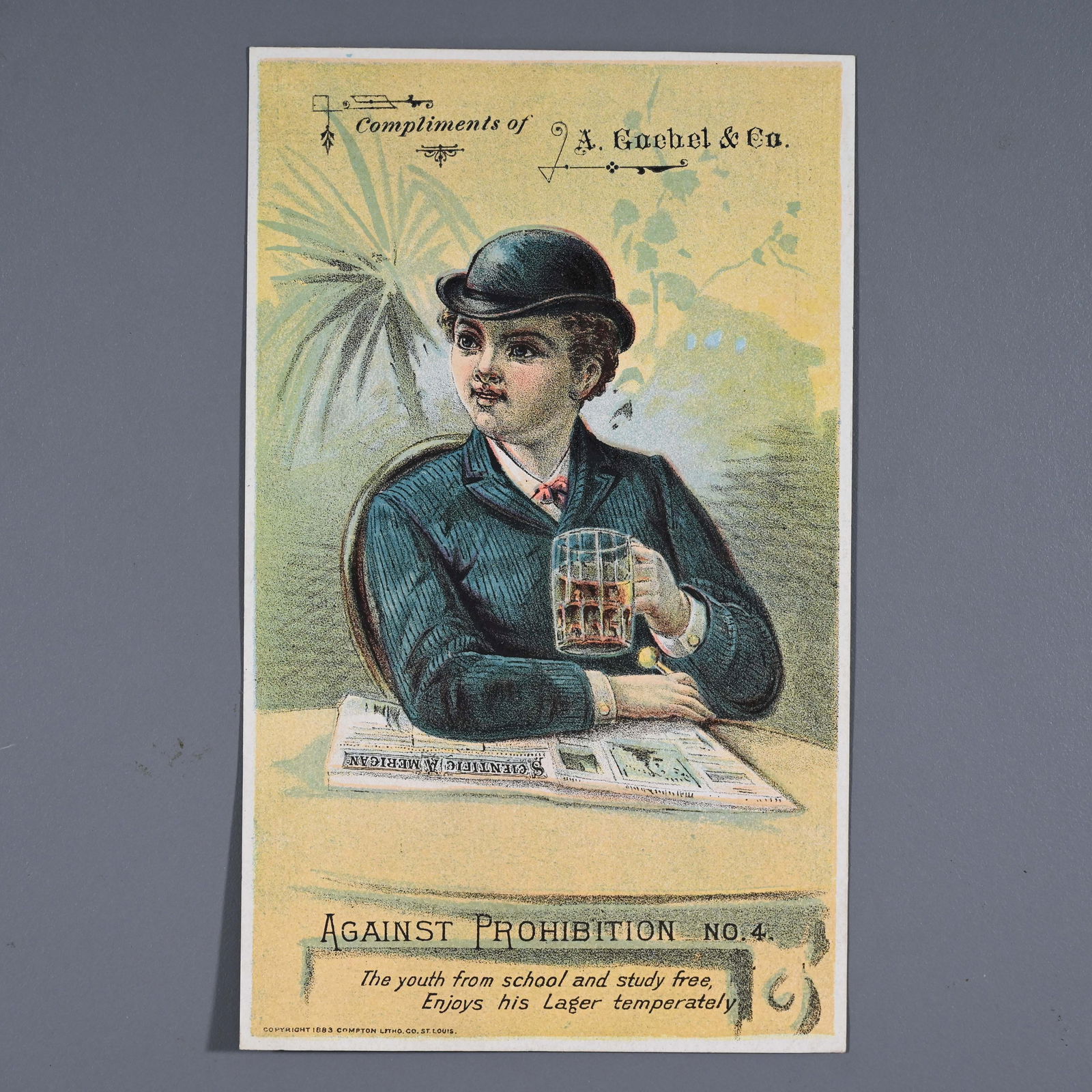 Goebel Detroit MI Anti Prohibition Pre Pro Trade Card No. 4 (1 of 2)