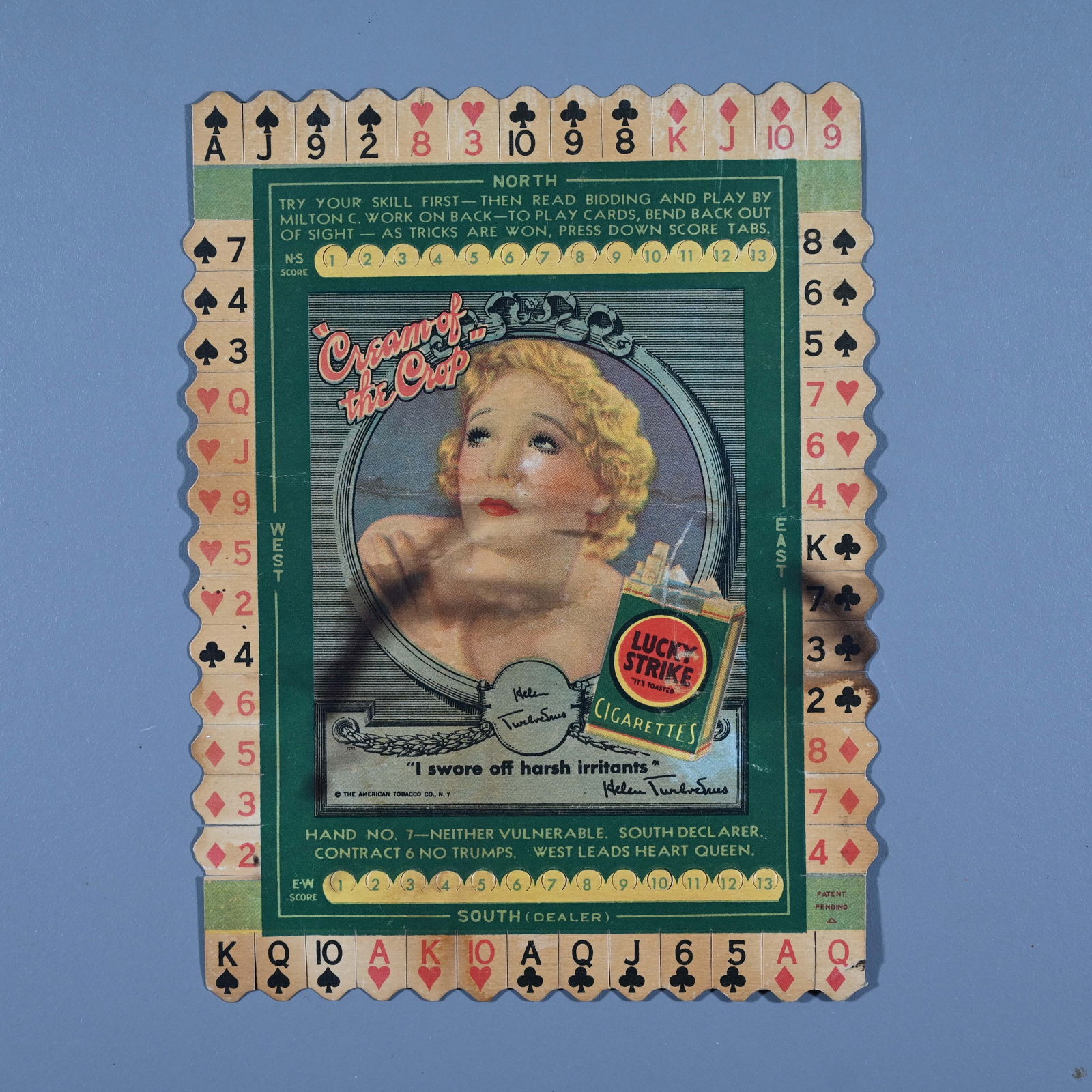 Lucky Strike Cigarettes Game Card Hand No 1 (1 of 2)