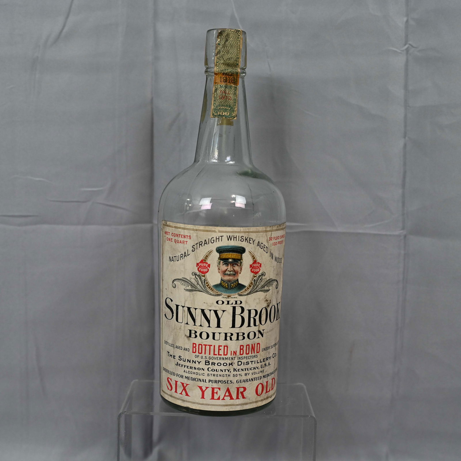 Old Sunny Brook Bourbon [ Empty ] One Quart Bottle 1918 (1 of 5)