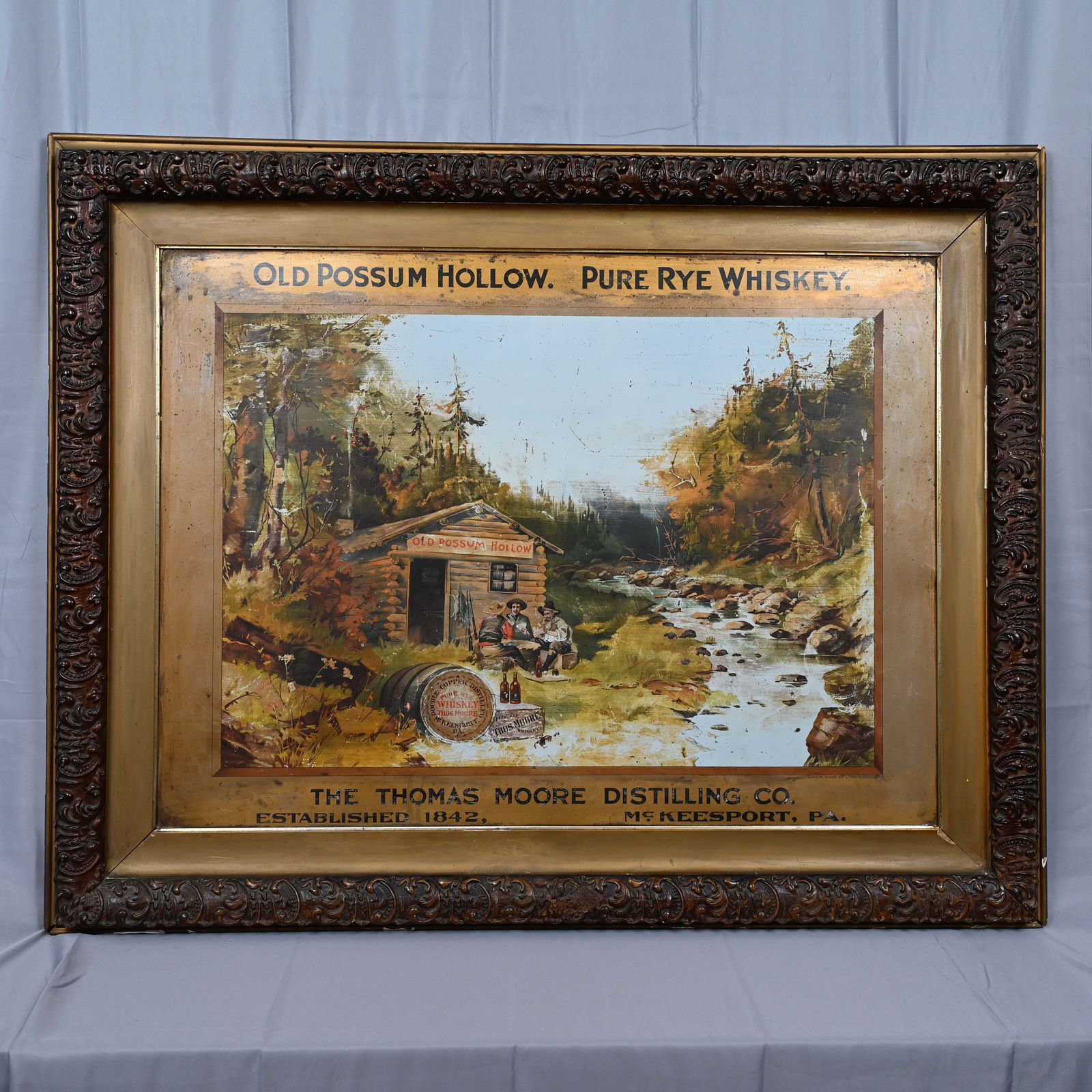 Old Possum Hollow Pure Rye Whiskey Tin Advertising Sign (1 of 14)