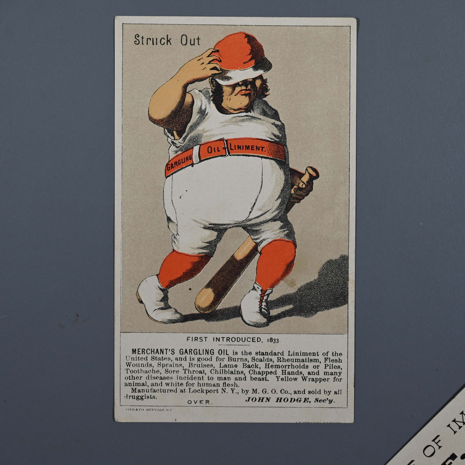 Baseball Card - Merchant's Gargling Oil - Struck Out (1 of 2)