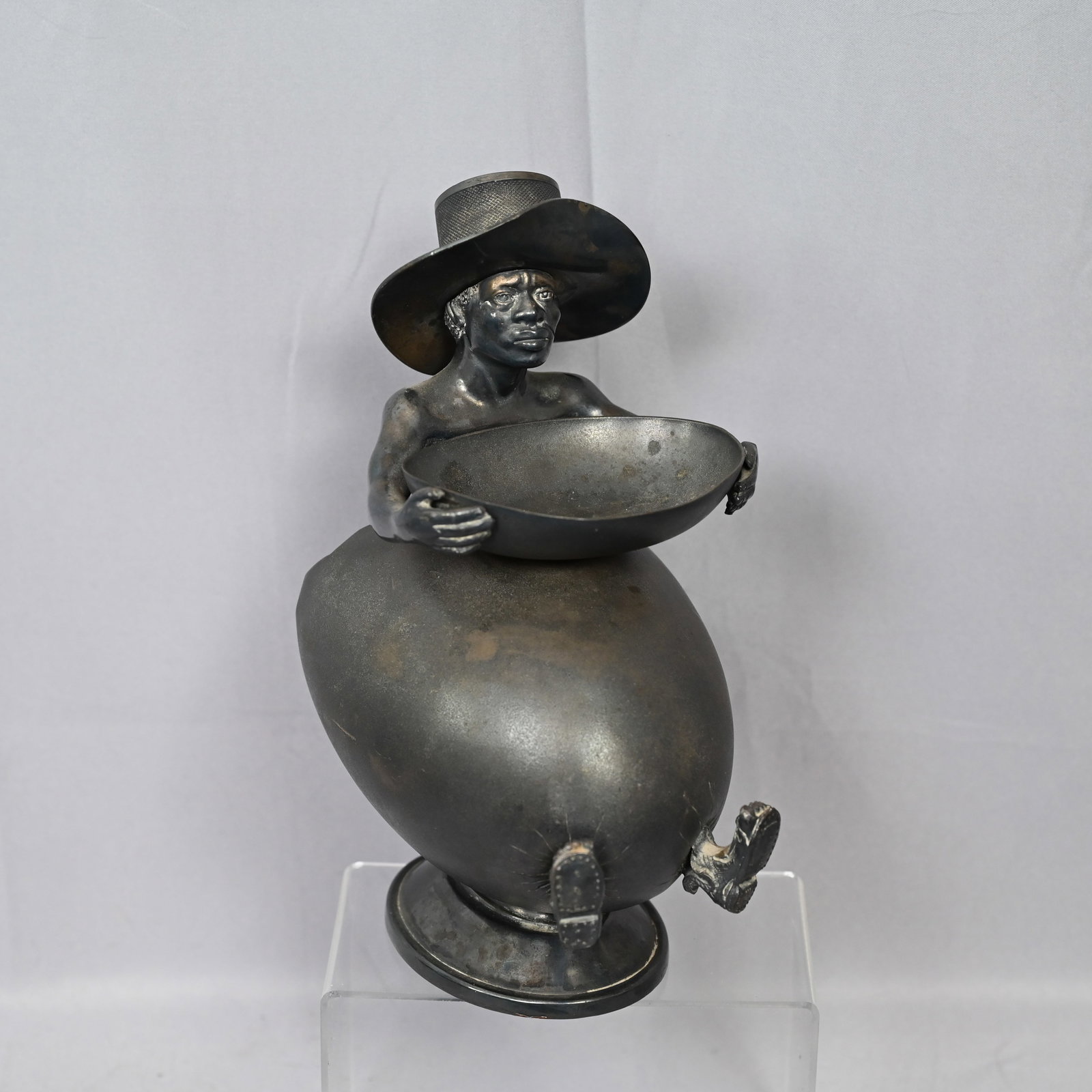 Black Americana pre 1898 Cigar Holder and Ashtray Silverplate Tobacco (1 of 7)