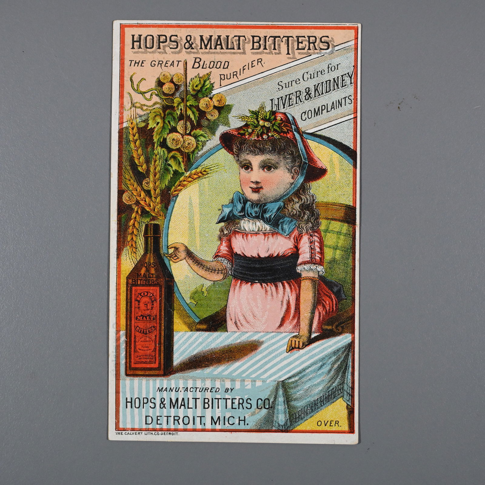 Hops & Malt Bitters Co. Detroit Michigan Trade Card - Beer (1 of 2)