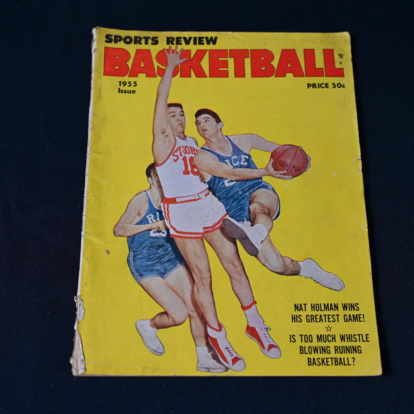 Sports Review Basketball 1955 Issue: The Picture Magazine of Sports. We photographed the contents for you. Published by Sports Review Publishing Co, Mount Morris, Illinois. 96 pages. It measures about 11 1/4 H x 8 1/2 W.