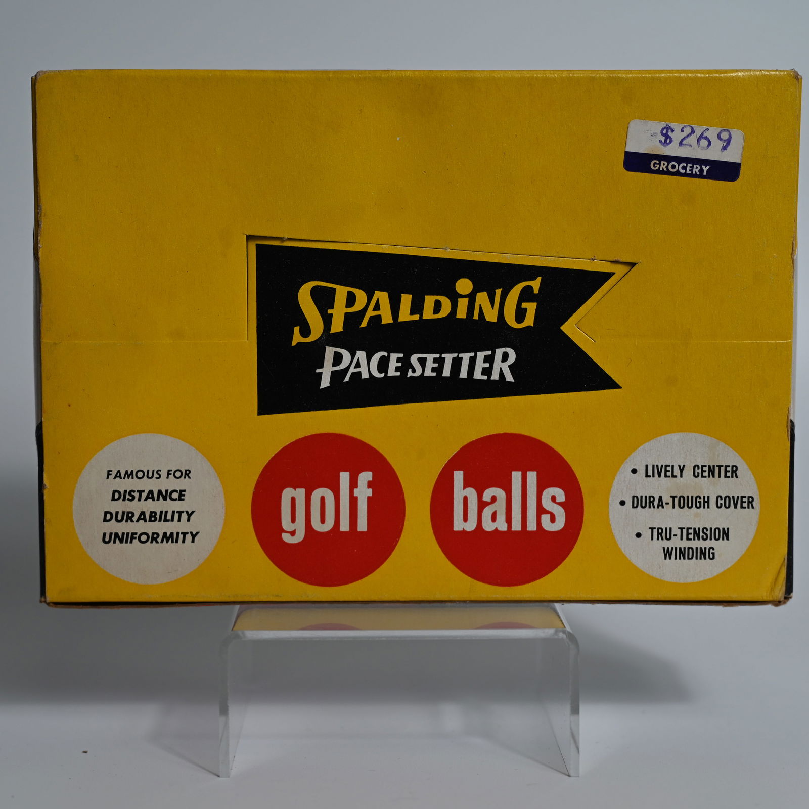 Spalding Pacesetter Golf Balls - 12 - Unopened Box: A new, unopened box of Spalding Pacesetter Golf Balls. Marked One Dozen and No. 11-443 on the end. Four boxes of three balls each - unopened inside. Each package has balls with the same number, to ide