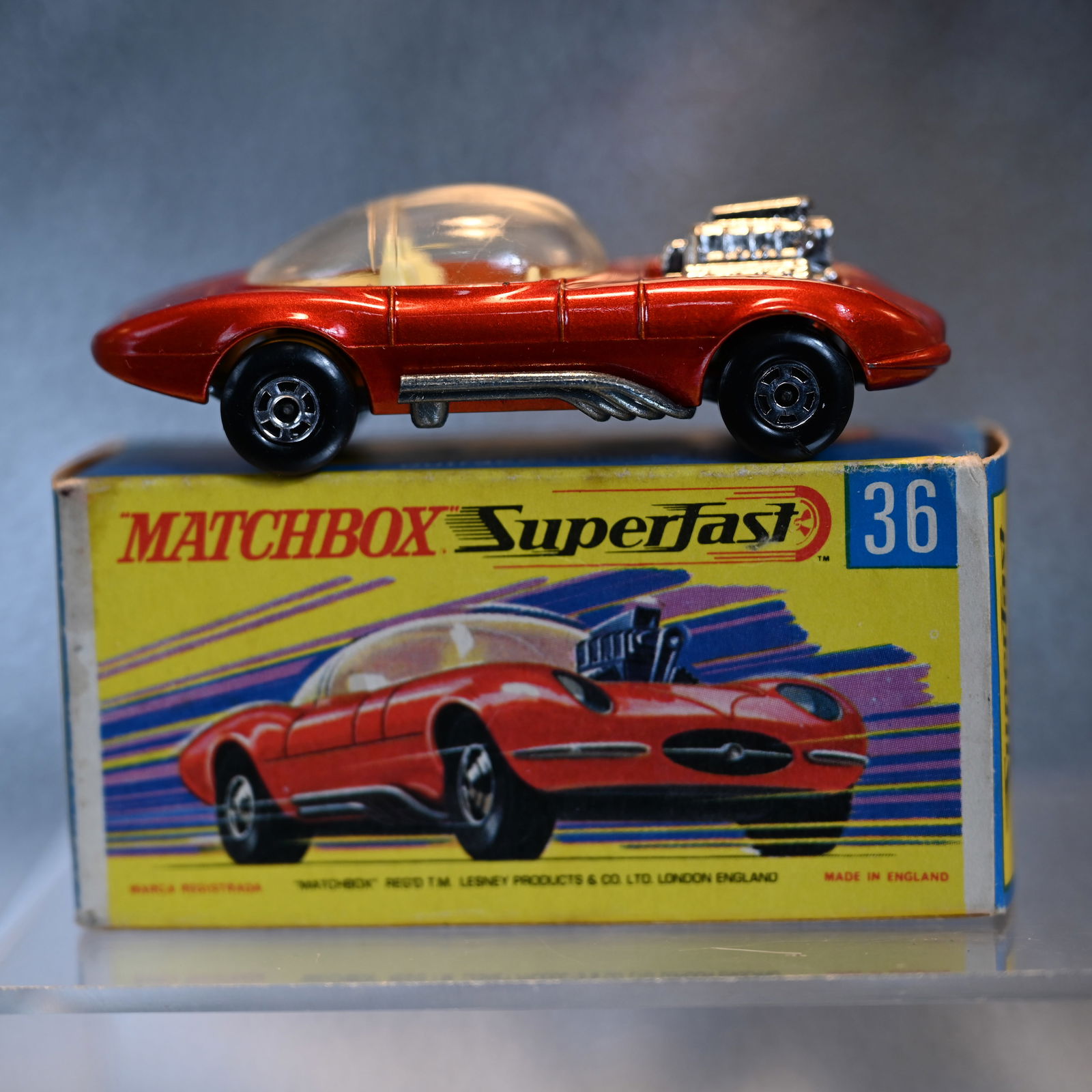 Matchbox New 36 - Draguar - Superfast -1970: Marked: Matchbox Series No. 36 - Hot Rod Draguar - Made in England - 1970 - Lesney Products & Co Ltd