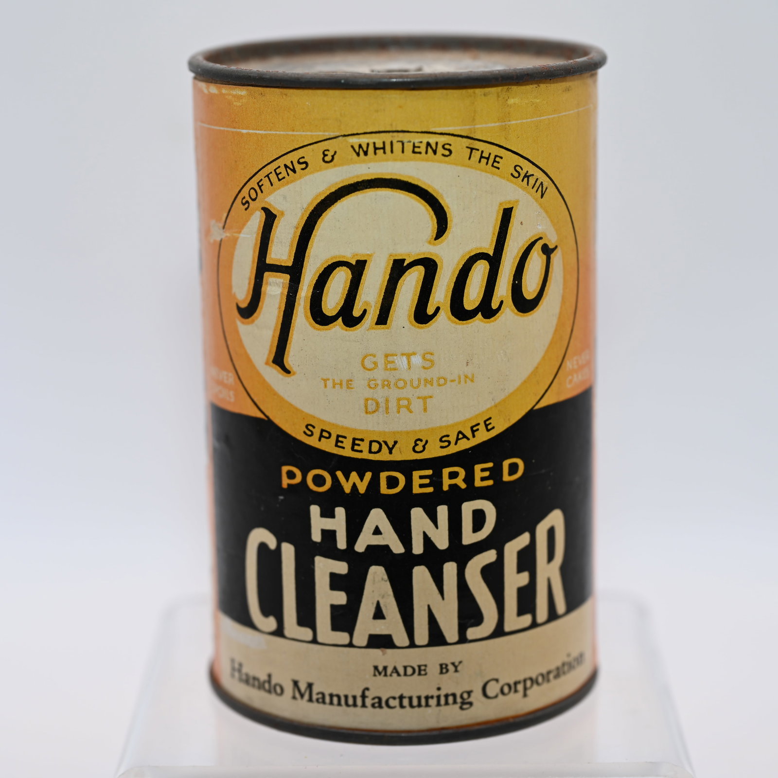 Hando Powered Hand Cleanser Tin: Hando Manufacturing Corporation New York