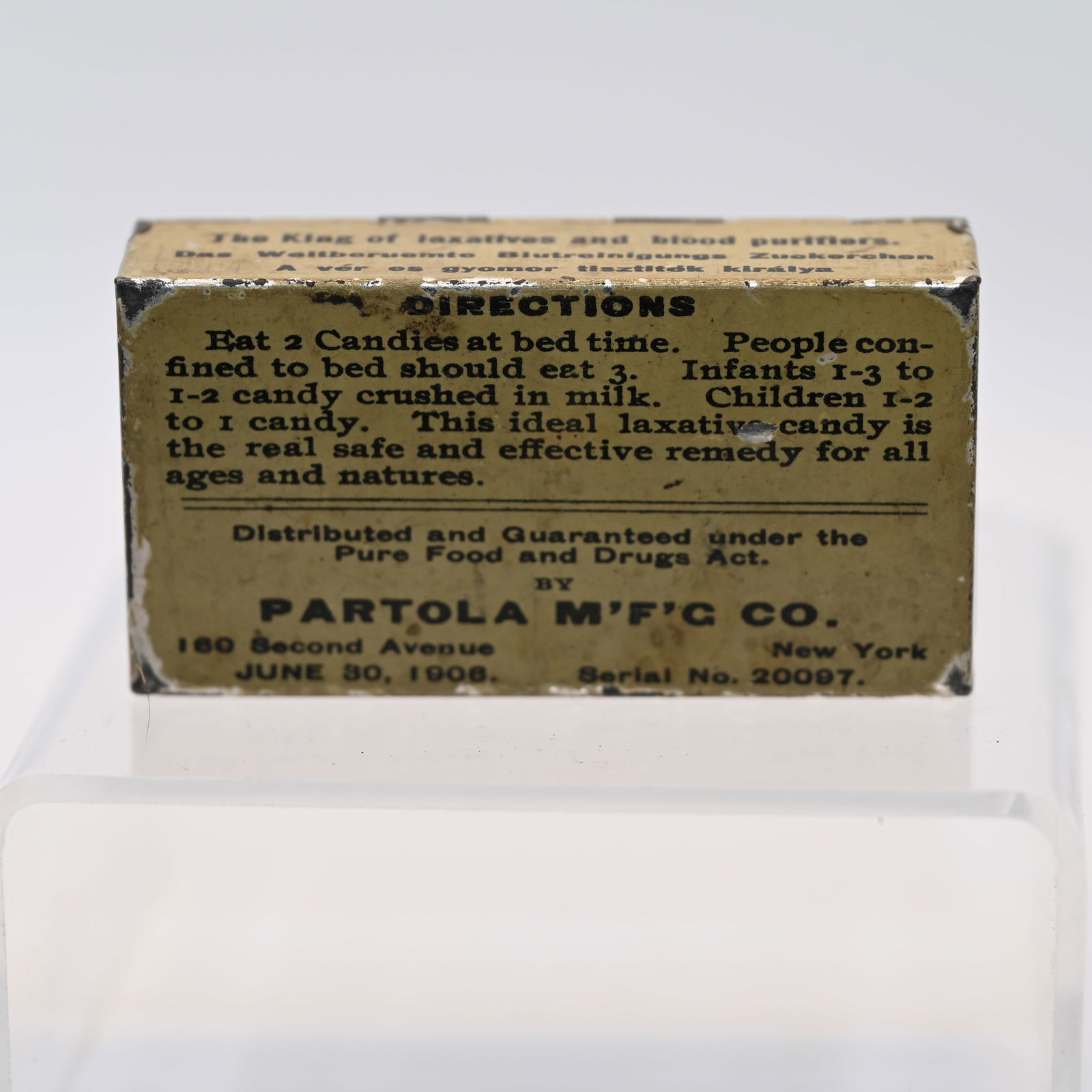 Partol Peppermint Laxative Candy Tin - 2