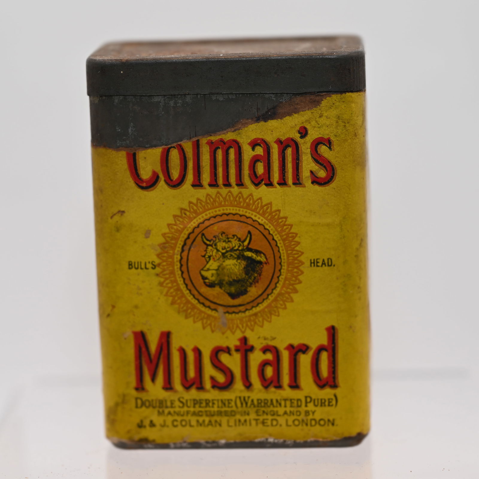 Colman's Bull's Head Mustard Tin: J & J Colman Limited London - 2 oz