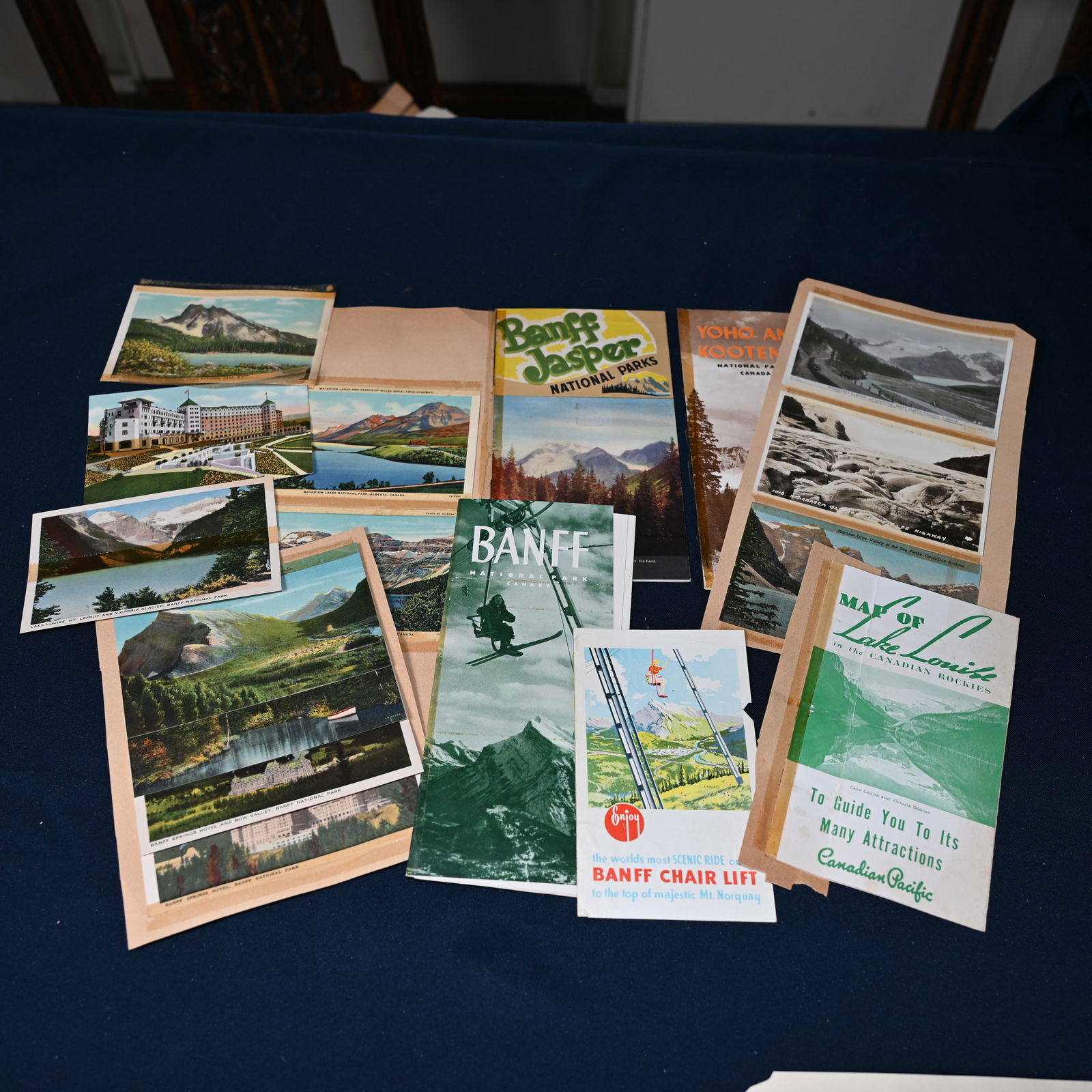 Banff - Lake Louise - Yoho and Kootenay National Parks - Alberta Canada: Late 1940s - early 1950s. Vacation brochures, postcards, and other items as pictured