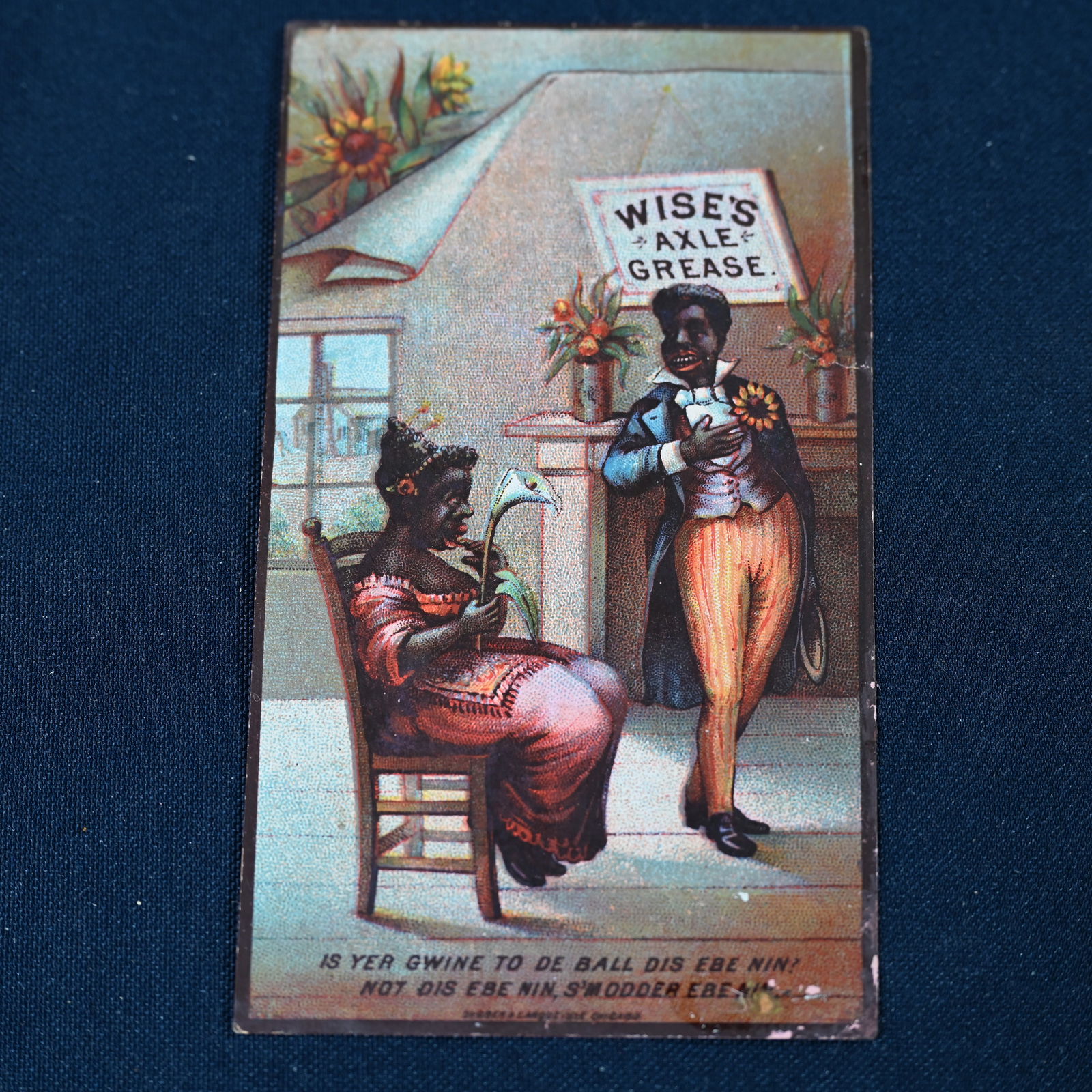 Black Americana Wise's Axle Grease Victorian Trade Card: As pictured