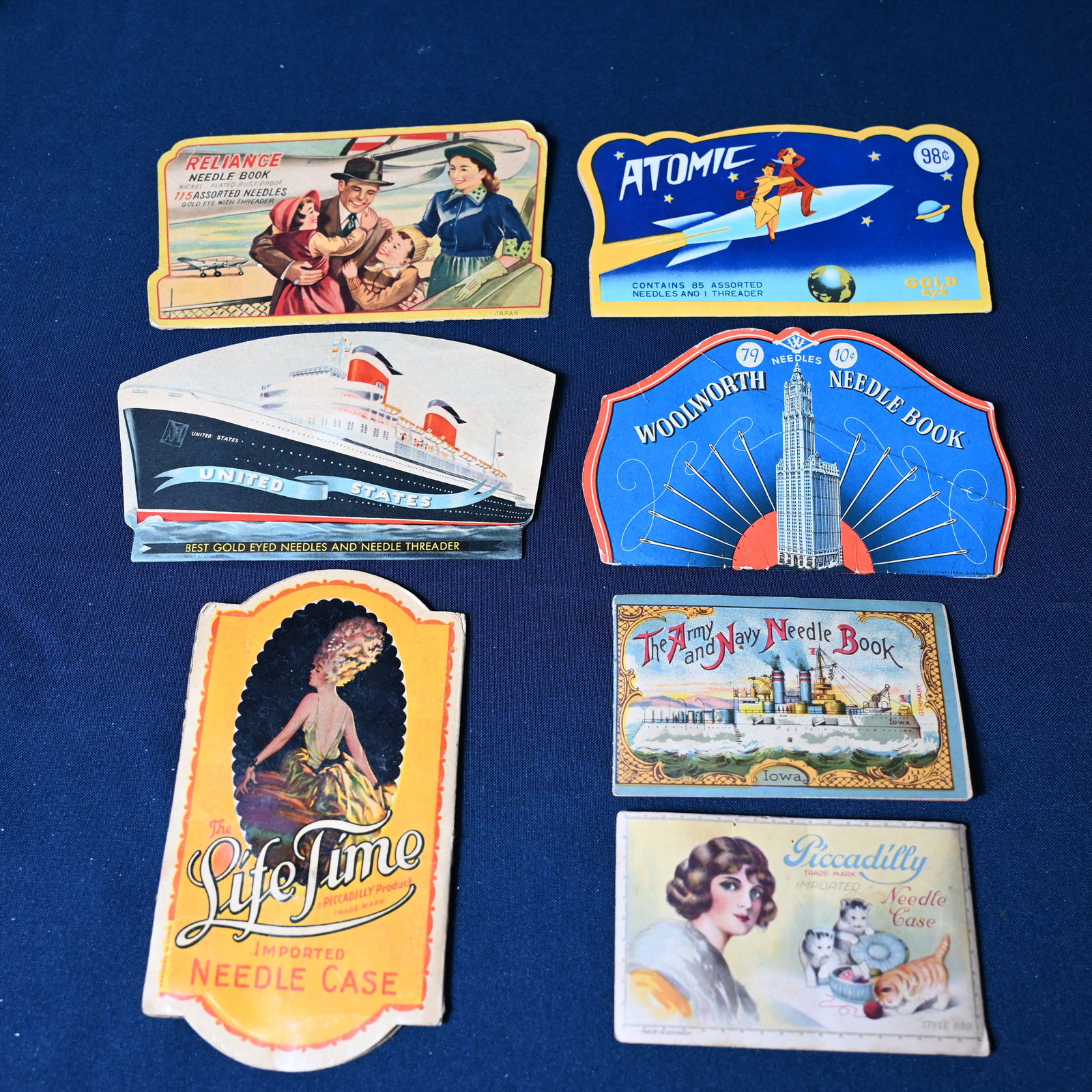 Sewing Needle Books - Collection of 7 - incl. Spanish American War Iowa Battleship: As pictured