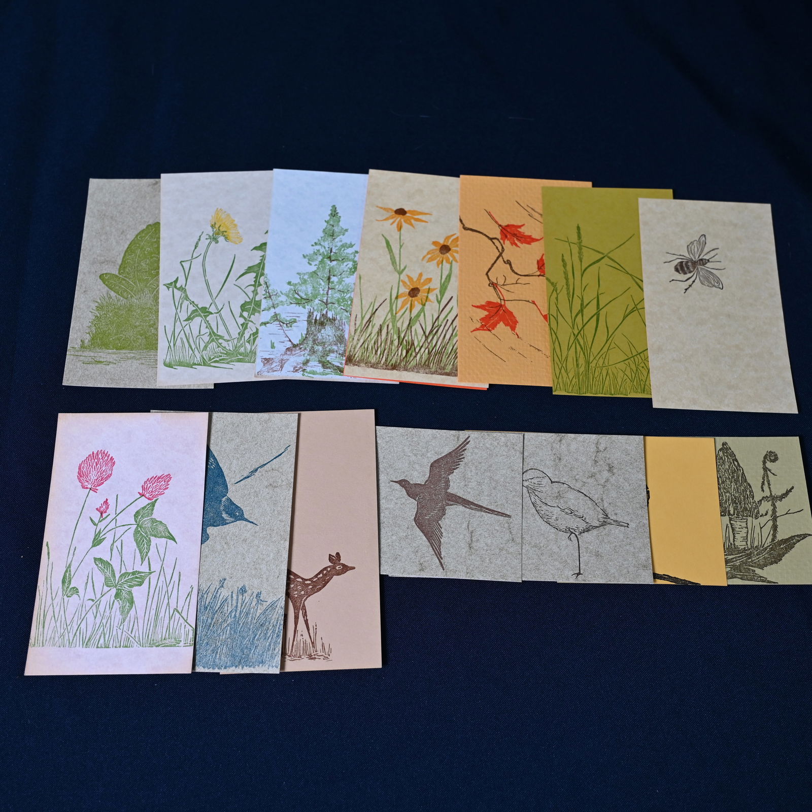 Gwen Frostic Original Block Prints - Collection of 15: Unused - Each about 3 1/4 x 5 1/2 inches