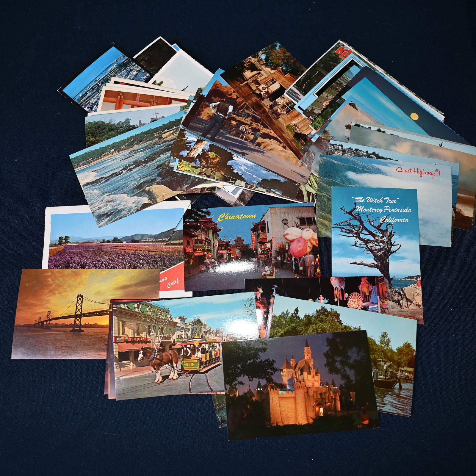 California Postcards - Lot of 75+ incl. ~20 Disneyland: State and cities. Includes 20 Disneyland postcards