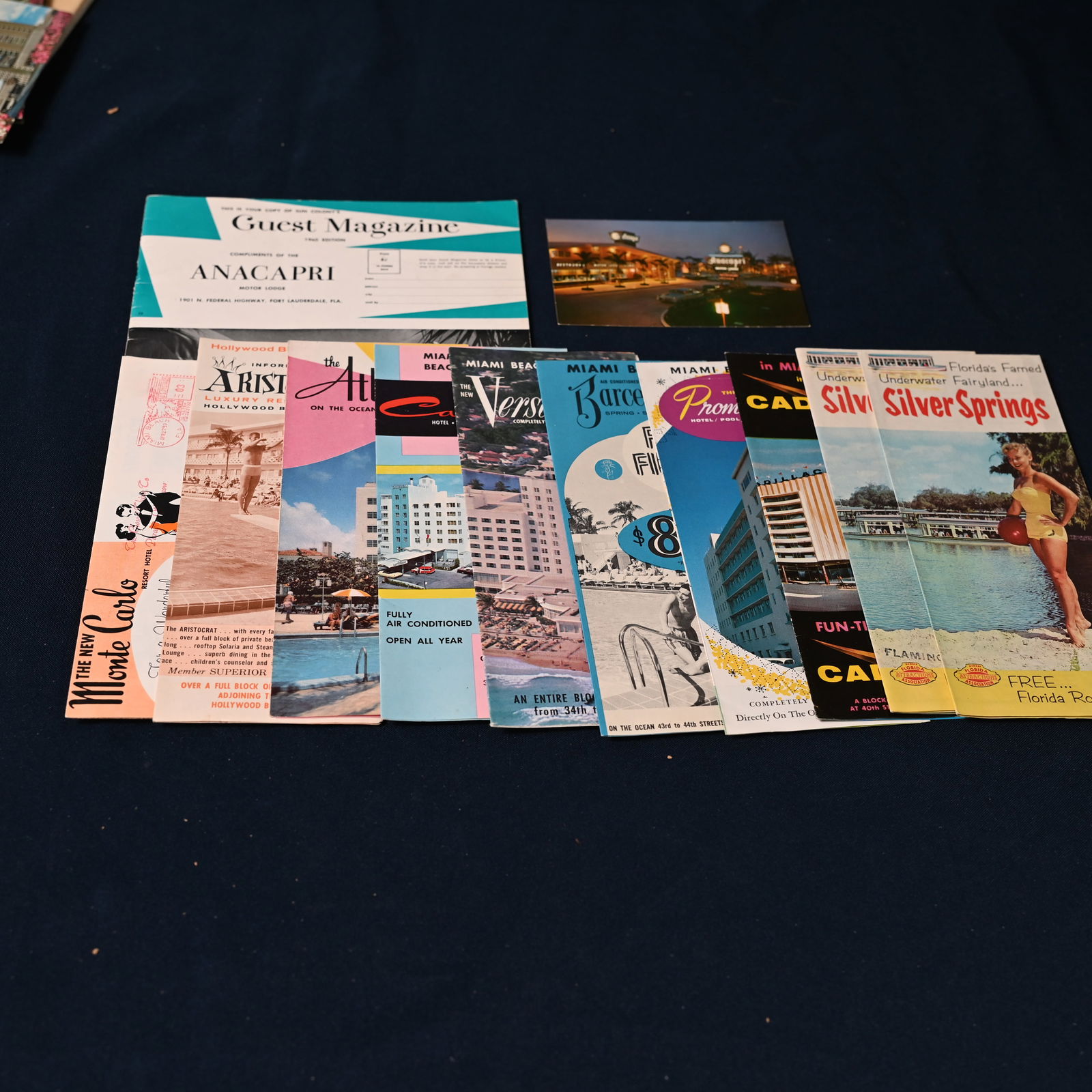 Miami Florida Vicinity Hotel Brochures and Memorabilia: One brochure is postmarked April 1959, The Anacapri Guest Magazine is the 1960 edition.