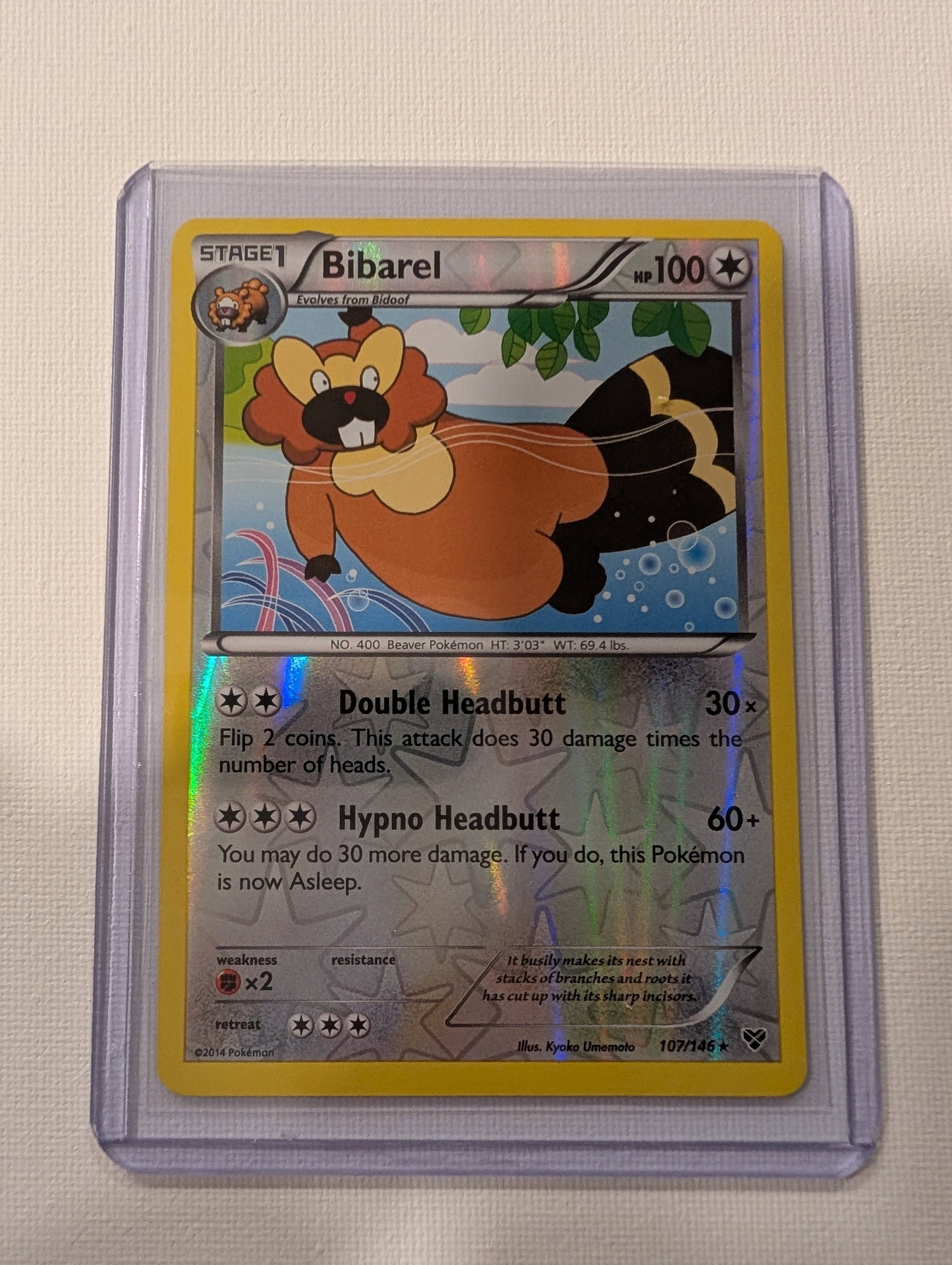 2014 Pokemon Bibarel 107 146 XY Base Set Reverse Holo Rare. (1 of 2)