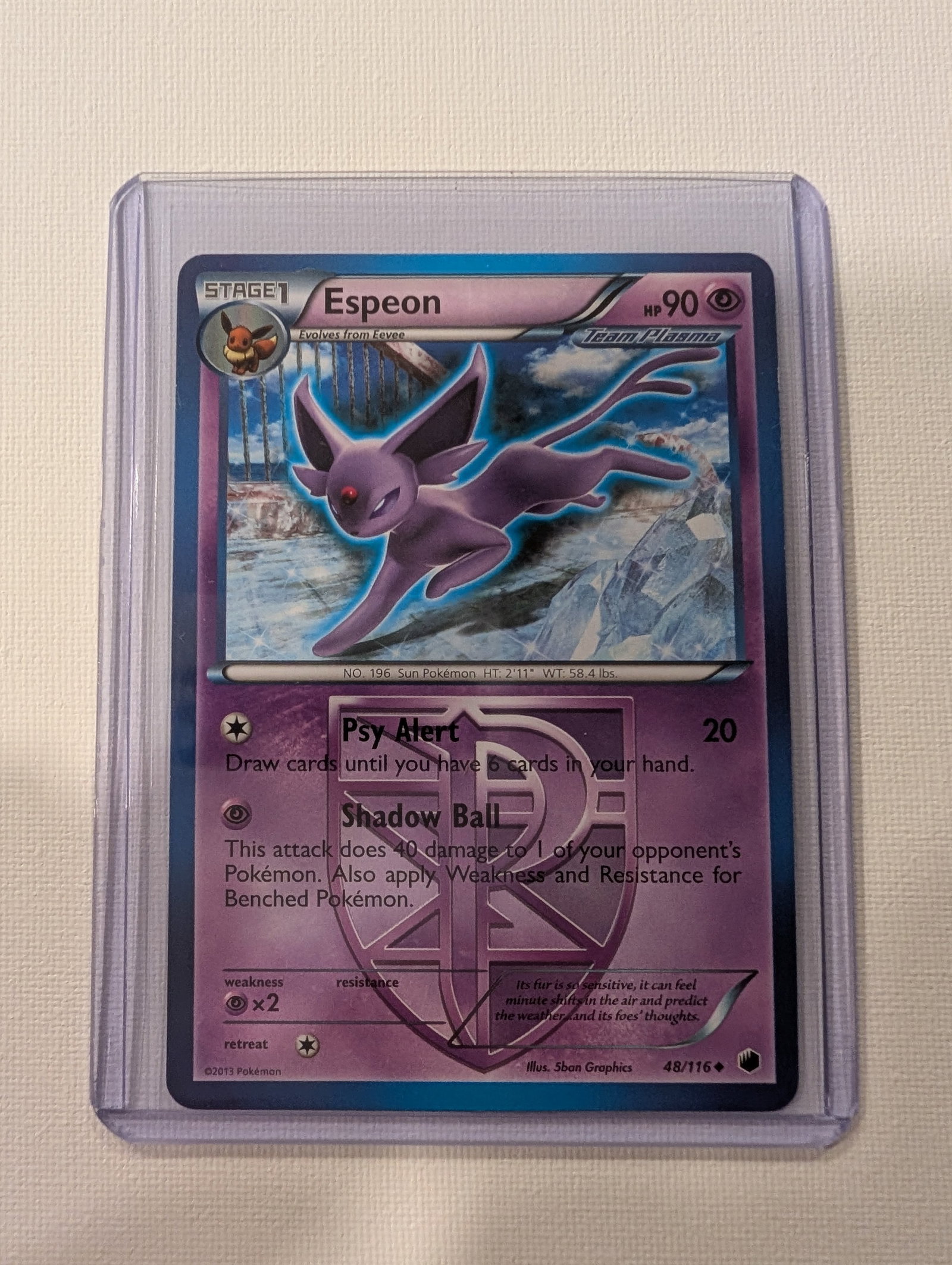 2013 Pokemon Espeon 48 116 Plasma Freeze Team Plasma Reverse Holo. (1 of 2)