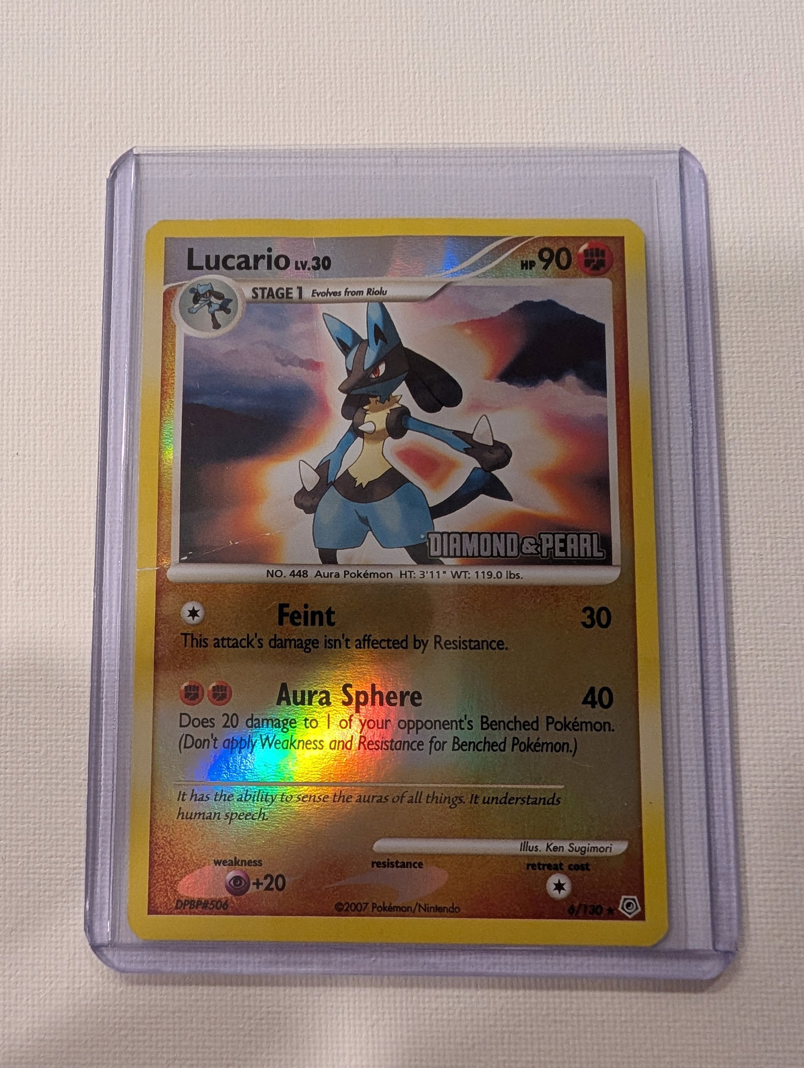 2007 Pokemon Lucario LV 30 6 130 Diamond and Pearl Reverse Holo. (1 of 2)