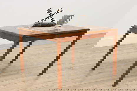 Midcentury Modern Vintage Teak Coffee Table, Tiles, Toften #48295: A Midcentury Modern coffee table has beautiful ceramic tile inlay with hand painted floral motifs. Danish 1960s furniture signed "Mobelfabrikken Toften." Teak. Top surface has been refinished for dura