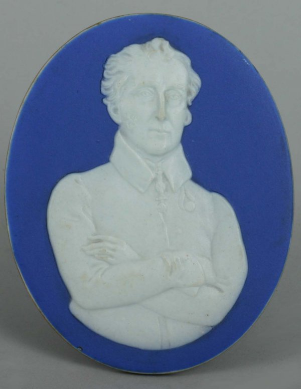 Jasperware Wellington Plaque: Jasperware Wellington oval plaque, approx ht 5"