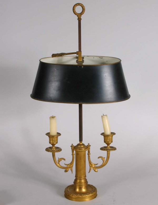 French Bronze Dore Bouilette Candle Lamp: French Bronze Dore Bouilette Candle Lamp now electrified. Late 19th Century. H: 23