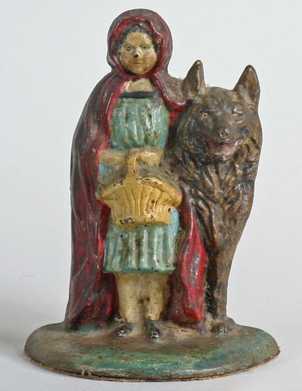 Cast Iron Little Red Ridinghood Doorstop: Cast Iron Doorstop Little Red Riding Hood. H:7.5 Inches
