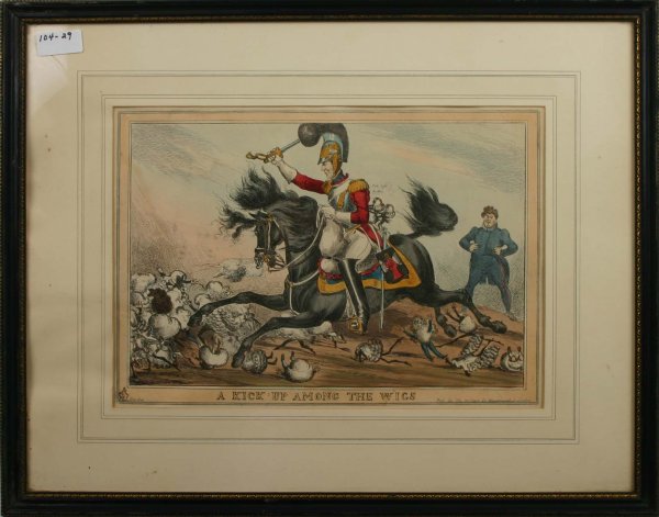 Wellington Engravings from the Allen Estate: A KicknUp Among the Wigs", Publisher Thos McLean London. Sight Size 10" x 14