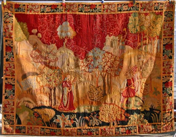French Needlepoint Tapestry Wall Hanging : 8'4" x 6'7" French Needlepoint tapestry wall hanging, circa 1920 from the estate of Dr William Rutledge Wellesley, MA
