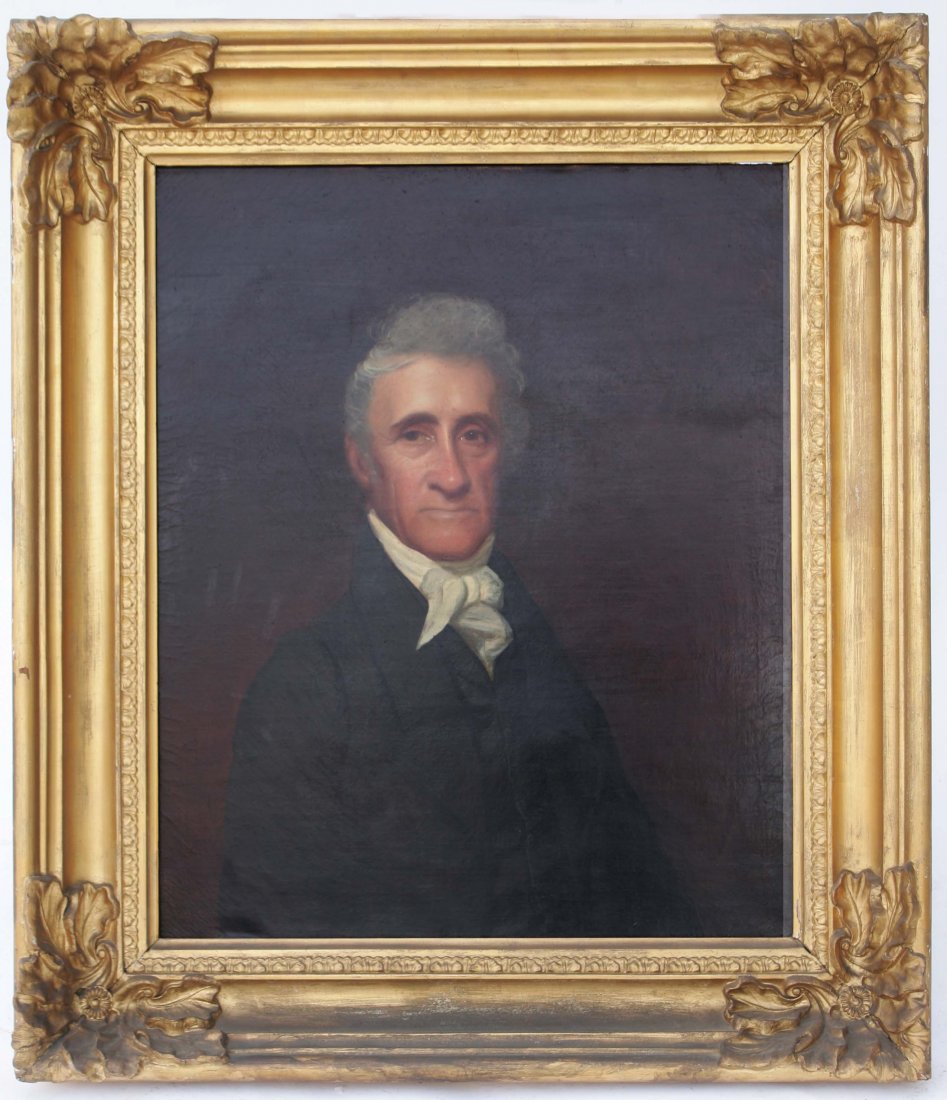 Portrait of Stephen Van Rensselaer III: Portrait of Stephen Van Rensselaer III (1794-1839), by John Wesley Jarvis (1781?-1839) having Wadsworth Athenaeum label on verso. Sight size 29.5 x 24 inches, overall 40 x 34 inches. Engraving by G. P