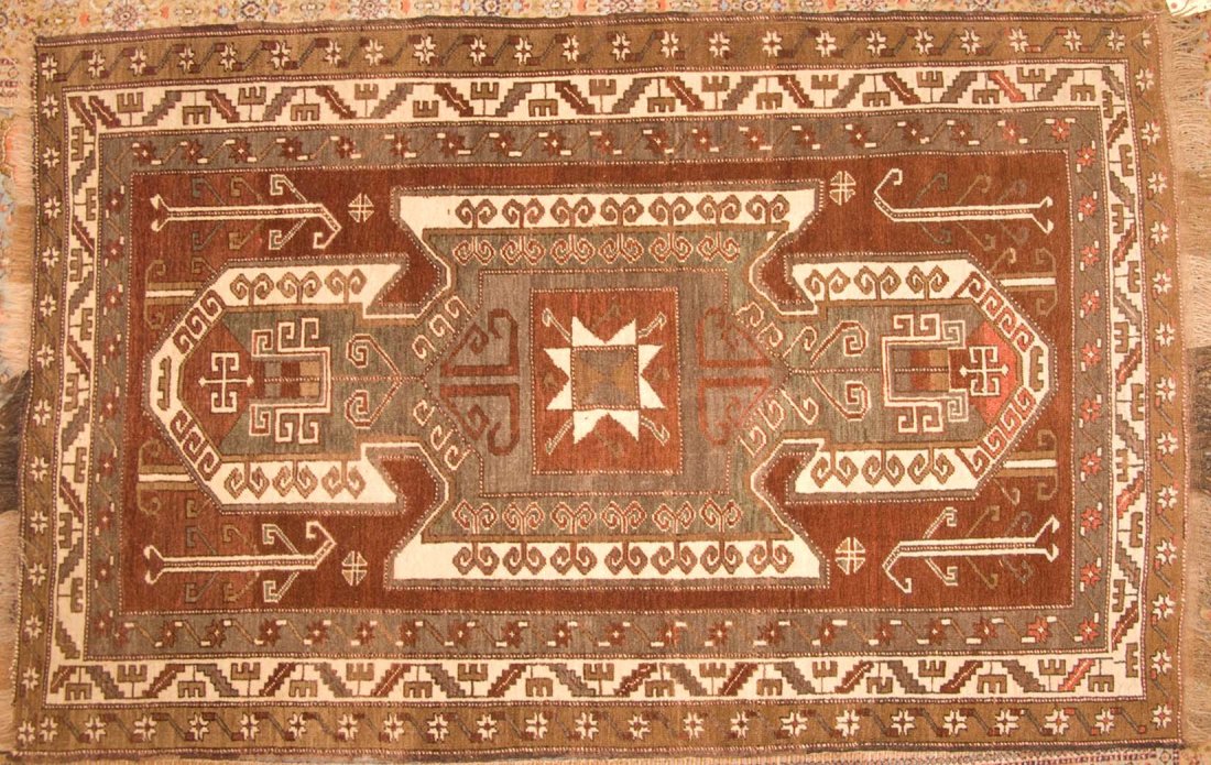 Turkish Kars Kazak tribal carpet: 4 foot 10 inches by 7 foot 6 inches Turkish Kars Kazak tribal carpet