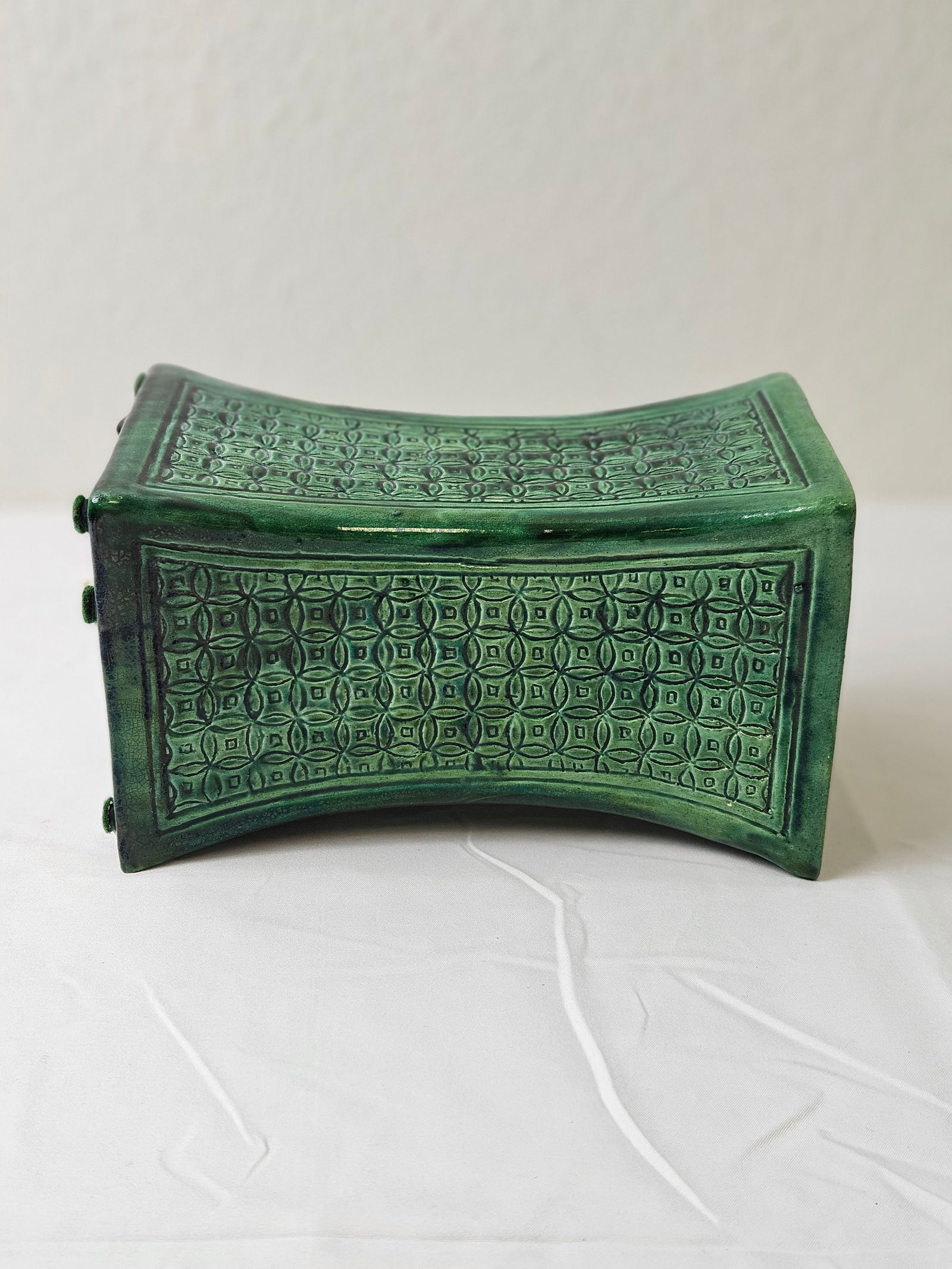 Chinese Antique Green Glazed Porcelain Pillow (1 of 7)