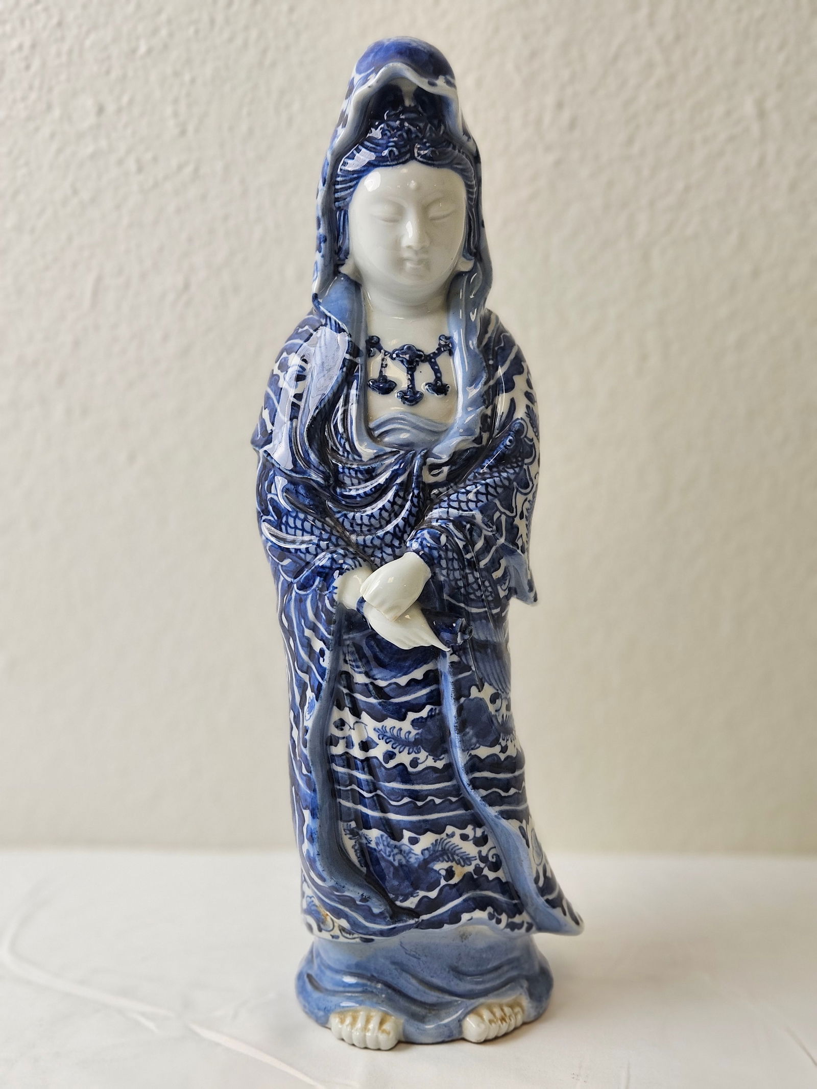 Chinese Antique Blue and White Guanyin Porcelain Statue (1 of 7)