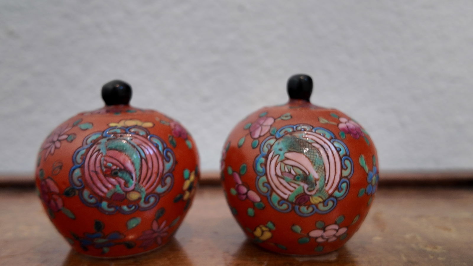 A Pair of Rare Antique Chinese 19 C. Porcelain Miniature Vase.: A Pair of Rare Antique Chinese 19 C. Porcelain Miniature Vase.