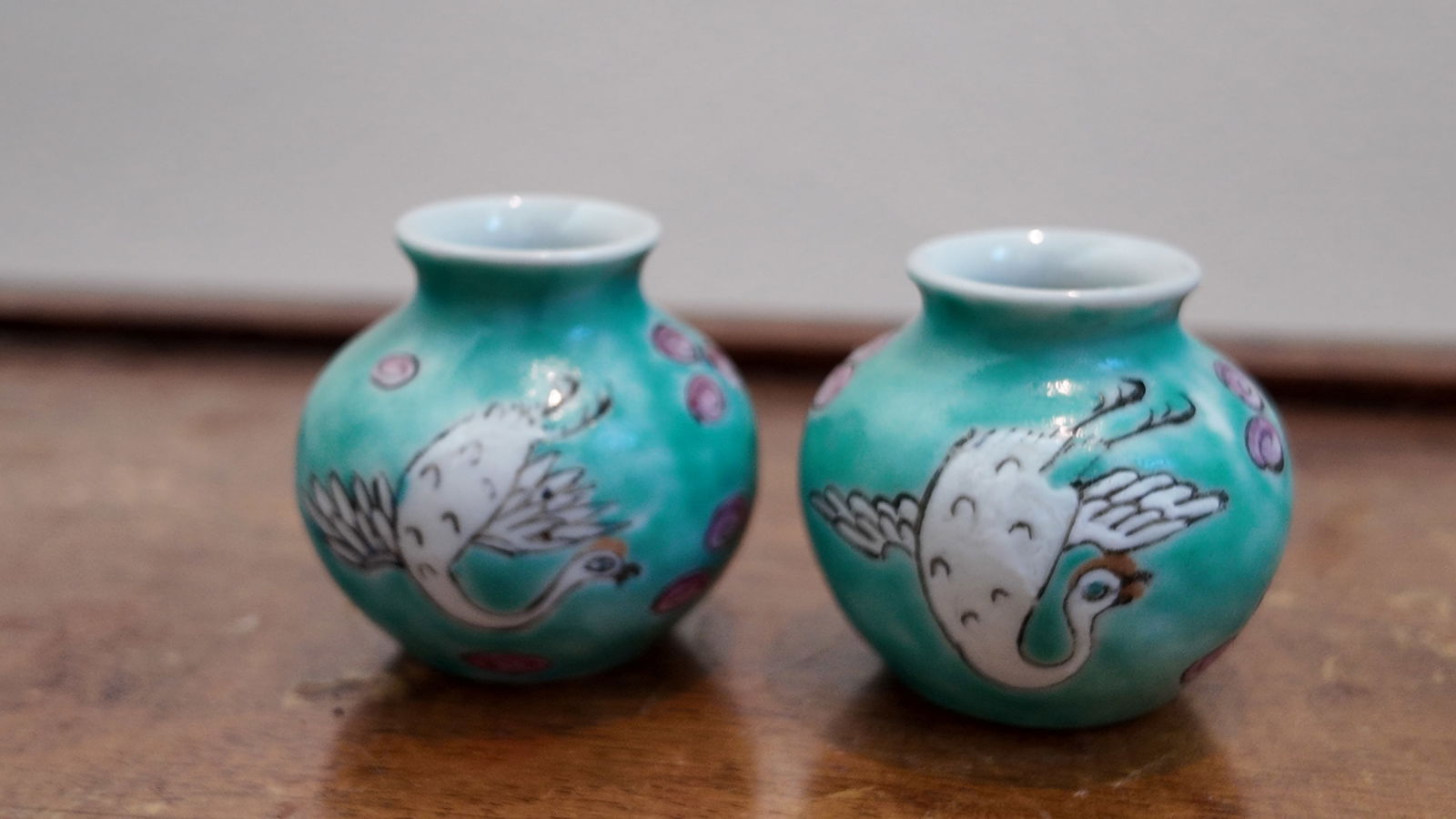 A Pair of Rare Antique Chinese 19 C. Porcelain Miniature Vase.: A Pair of Rare Antique Chinese 19 C. Porcelain Miniature Vase.