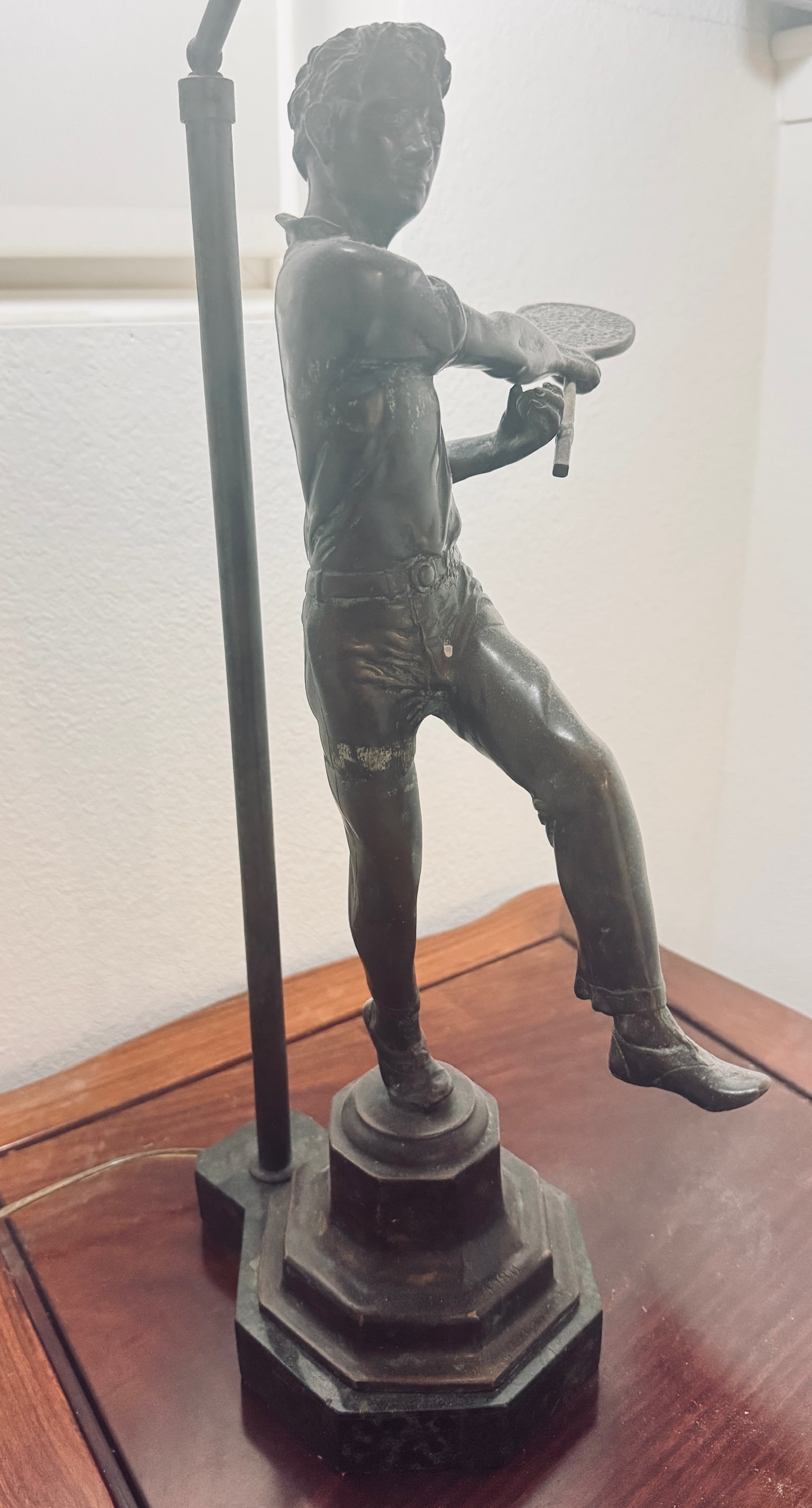 Vintage 1980 Maitland Smith Wimbledon Tennis Player Man Bronze Sculpture Statue Lamp with Stand 18in (1 of 6)
