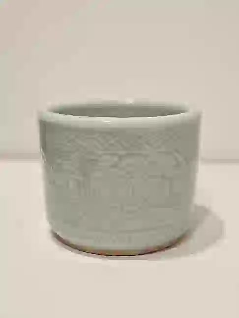 Chinese celadon porcelain brush pot: Chinese celadon brush pot 5.5"H 7"dia