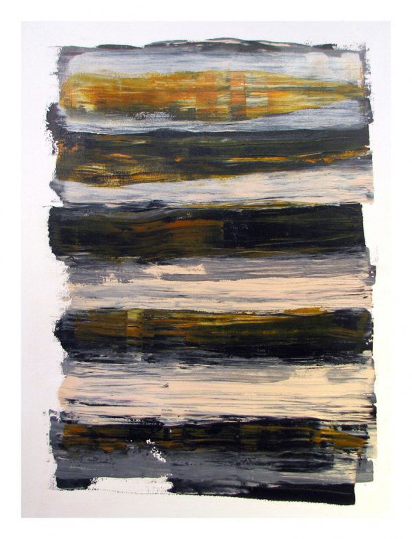 Untitled: Title: Untitled Description: John Phillip Davis, 2008. Abstract composition of acrylic paint with varnish top coat. Measures 22"x30", signed on white edge by artist. Artist Info: When eyeing the work