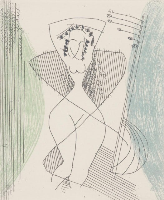 Man Ray, Composition, Feuilles éparses, Limited Edition Etching: Etching on vélin cuve de Rives paper. Paper size: 9.65 x 7.87 inches. Excellent condition. Inscription: Unsigned and unnumbered, as issued. Notes: From the folio, Feuilles éparses, 1965. Pub