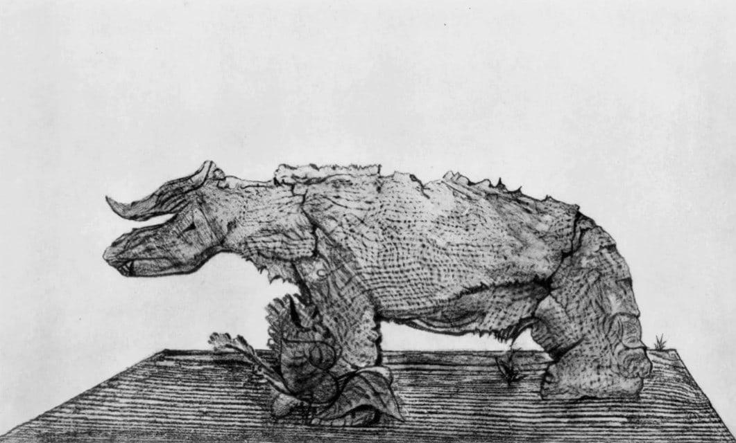 Max Ernst, Composition (Spies/Leppien 222), Histoire Naturelle, Limited Edition Lithograph: Collotype from frottage on vélin paper. Paper size: 12.75 x 19.625 inches. Excellent condition. Unsigned and unnumbered, as issued. Notes: From the album, Max Ernst, Histoire Naturelle, 1972. Pub