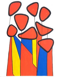 Alexander Calder, Composition, XXe si&#232;cle, Limited Edition Lithograph: Lithograph on v&#233;lin paper. Paper Size: 12.5 x 9.75 inches. Excellent condition. Inscription: Unsigned and unnumbered, as issued. Notes: From the volume, XXe Si&#232;cle, Hommage &#224; Calder, 19
