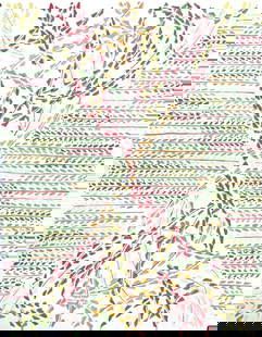 Sonia Delaunay, Planche No. 6, Compositions, couleurs, idées: Sonia Delaunay, Limited Edition: Colour stencil with dense gouache inks on vélin paper. Unsigned and unnumbered with printed title-heading designed by Delaunay, upper left, as issued. Paper Size: 12.625 x 9.625 inches.