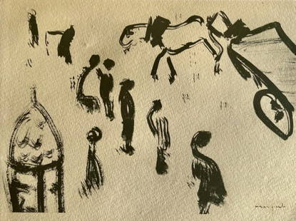 Albert Marquet, Rue à Hambourg, Marquet, Limited Edition Lithograph: Lithograph on vélin du Canson & Montgolfier Vidalon-Les-Annonay paper. Unsigned and unnumbered. Paper Size: 12.5 x 9.75 inches. Excellent condition. Notes: From the album, Marquet, 1948.