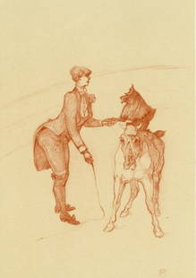 Henri de Toulouse-Lautrec, La dresseuse d'animaux, The Circus by Toulouse-Lautrec, Limited Edition: Lithograph on v&#233;lin paper. Unsigned and unnumbered. Paper Size: 12.125 x 9.25 inches. Excellent condition. Notes: From the album, The Circus by Toulouse-Lautrec, 1952. Published the Paris Book Ce