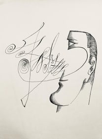 Saul Steinberg, Composition, Derrière le miroir, Limited Edition Lithograph