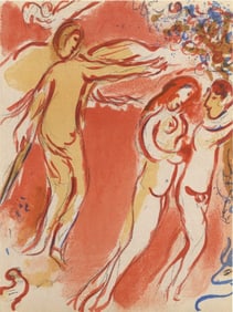 Marc Chagall, Banished from Paradise (Mourlot 117-46; Cramer 25), Drawings from the Bible, Verve: