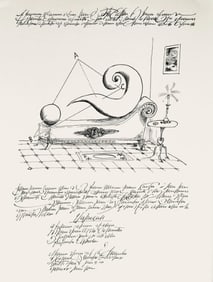 Saul Steinberg, Composition, Derrière le miroir, Limited Edition Lithograph