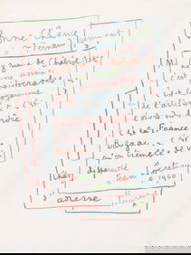 Jean Cocteau, Manuscrit, Souvenirs et portraits d'artistes, Limited Edition Lithograph
