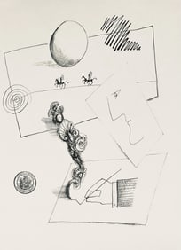 Saul Steinberg, Composition, Derrière le miroir, Limited Edition Lithograph