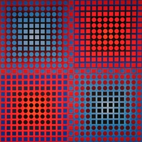 Victor Vasarely, Composition, Folklore Planétaire, Limited Edition Héliogravure